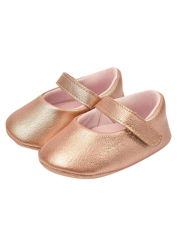 Dliká - Sapatinho de Bebe Menina Basica Ouro Rosa Dourado