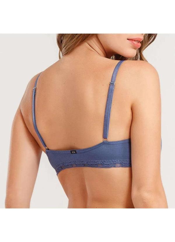 She - Sutiã Feminino Triângulo She Modal com Renda Bojo Removível Azul Jeans Escuro 6