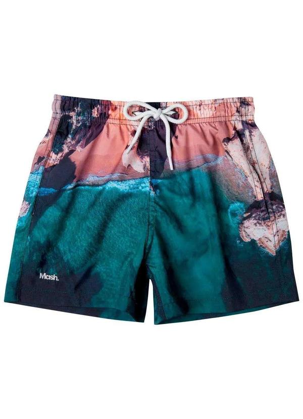 Mash - Shorts Estampado Paisagens Fps 30 Infantil Verde Escuro
