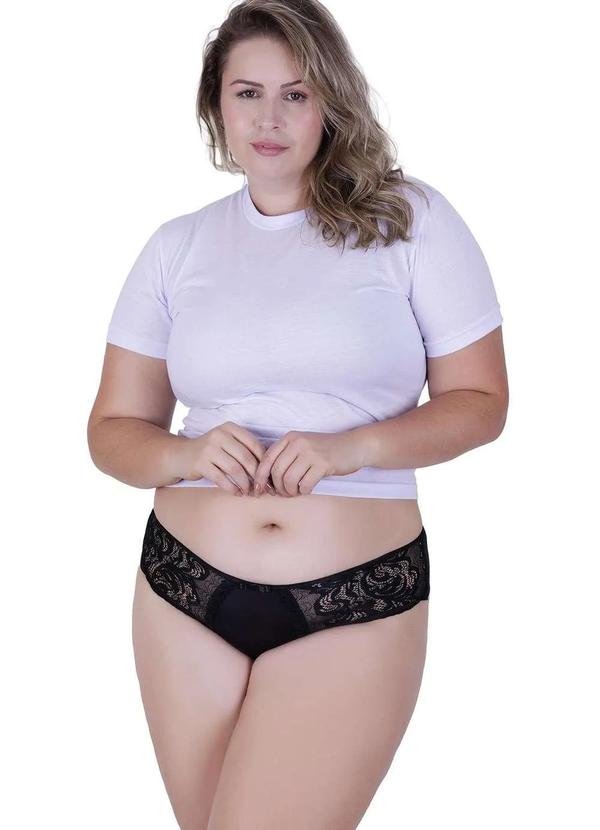 Concept Lingerie - Calcinha Caricia Plus Size Microfibra Concept Lingerie Preto Preto
