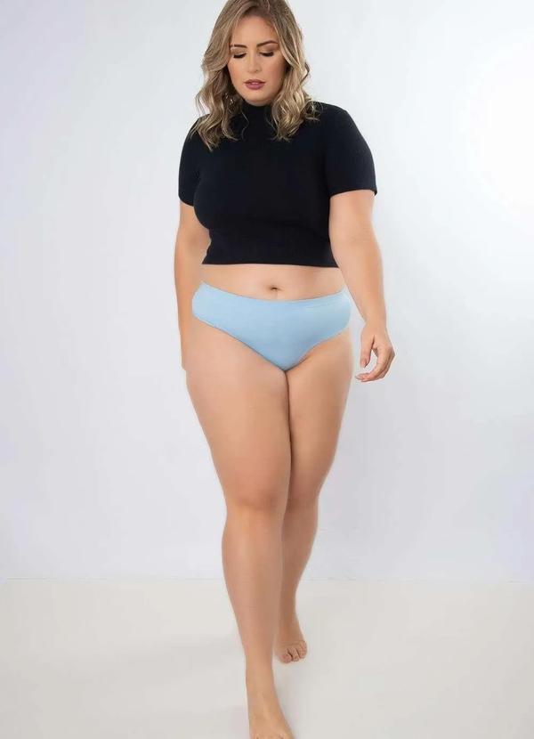 Concept Lingerie - Calcinha Perola Plus Size Microfibra Concept Lingerie Frozen Azul