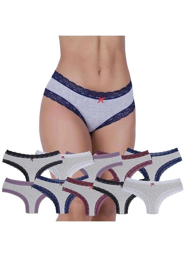 Concept Lingerie - Kit 10 Calcinhas Boneca Algodao Concept Lingerie Multicores