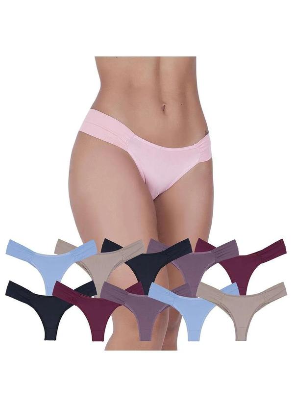 Concept Lingerie - Kit 10 Calcinhas Borboleta de Microfibra Concept Lingerie Multicores