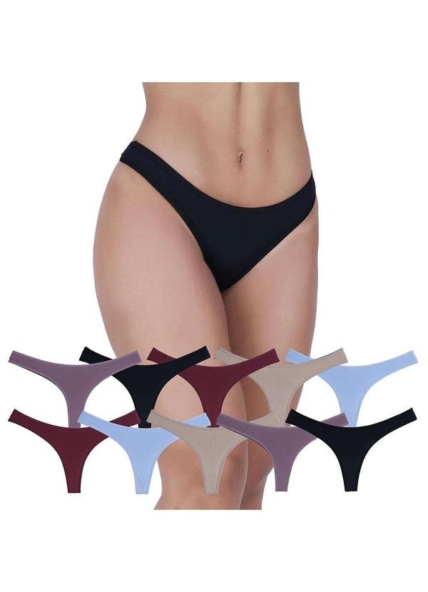 Concept Lingerie - Kit 10 Calcinhas Disfarce Microfibra Concept Lingerie Multicores