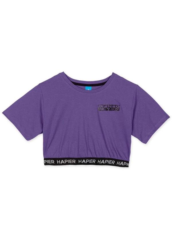 Hapier - Blusa Cropped Juvenil Menina Manga Curta Hapier Roxo
