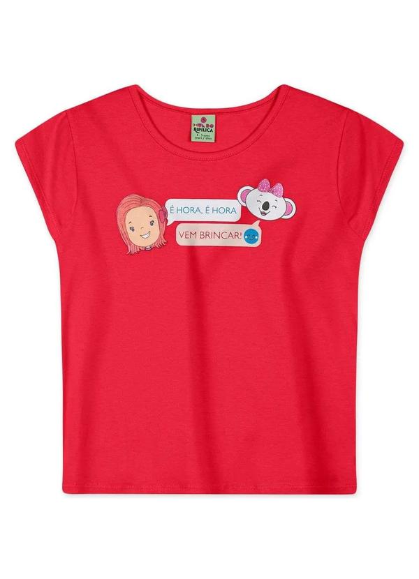 Mundo Ripilica - Blusa Infantil Menina Manga Curta Mundo Ripilica Vermelho