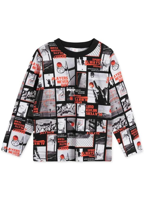 Marisol Play - Camiseta Infantil Menino Manga Longa Marisol Play Preto 1