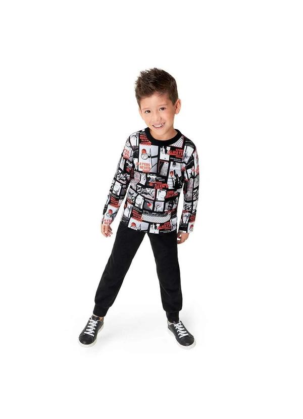 Marisol Play - Camiseta Infantil Menino Manga Longa Marisol Play Preto 2