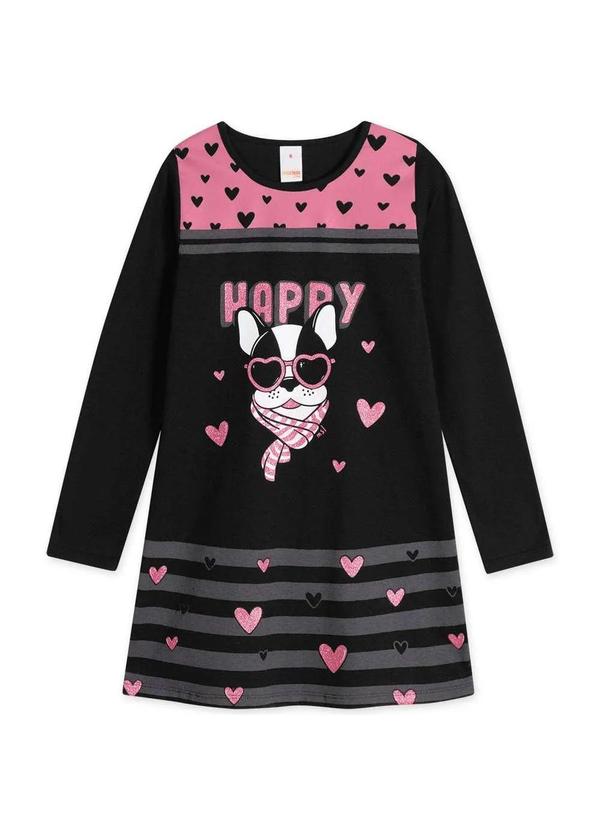 Marisol Play - Vestido Infantil Menina Manga Longa Marisol Play Preto