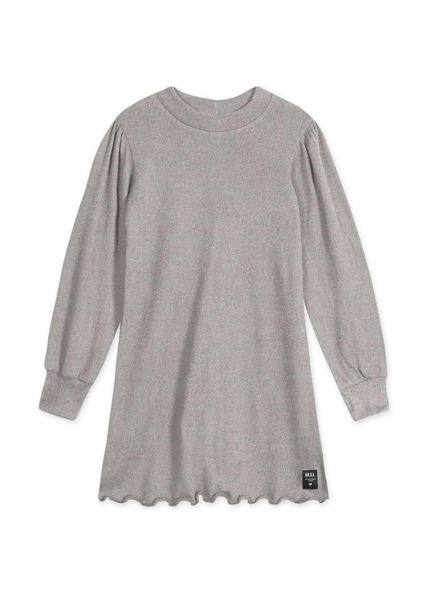Marisol - Vestido Infantil Menina Trico Manga Longa Marisol Cinza