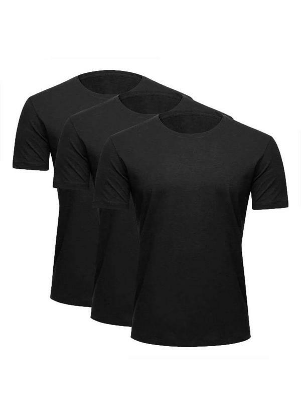 Polo State - Kit 3 Camisetas Masculina Academia Exercício Dry Fit Sport Preta Black