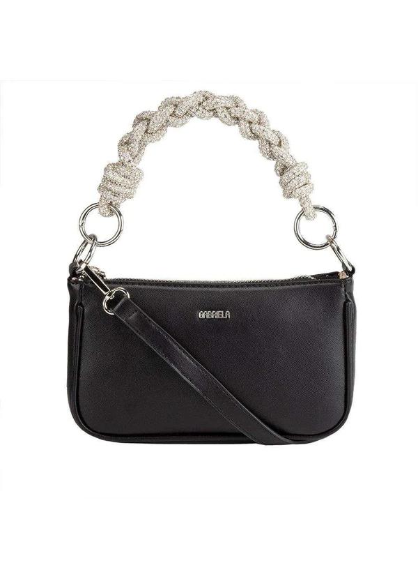 Gabriela - Bolsa Baguete Pequena Gabriela Corda Pedraria Preto Preto