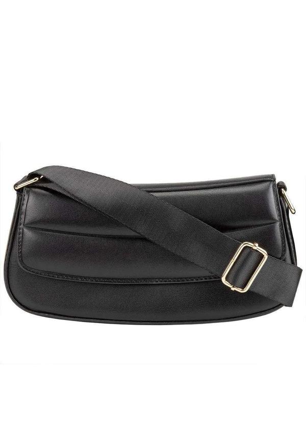 Gabriela - Bolsa Tiracolo Pequena Gabriela Alça Larga Tecido Preto Preto