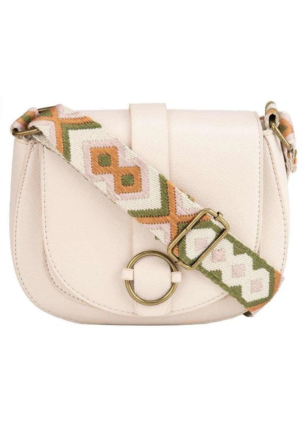 Gabriela - Bolsa Tiracolo Pequena Gabriela Fivela Tecido Tribal Off White Off-White