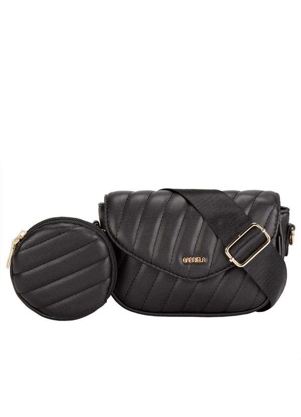 Gabriela - Bolsa Tiracolo Pequena Gabriela Pespontos Niqueleira Preto Preto