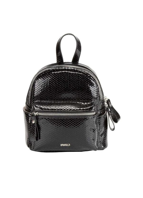 Gabriela - Mochila Pequena Gabriela Textura Snake Verniz Preto Preto