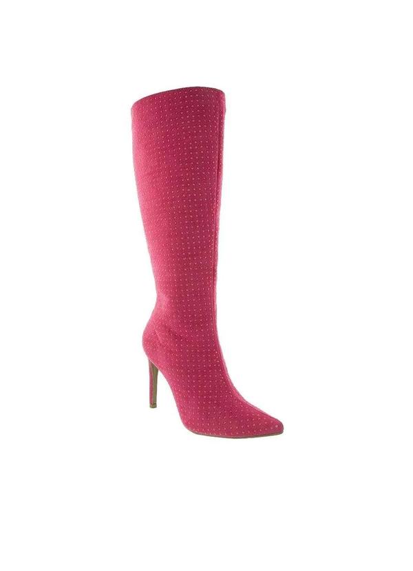 Gabriela - Bota Cano Alto Gabriela Salto Fino Strass Camurça Pink Pink