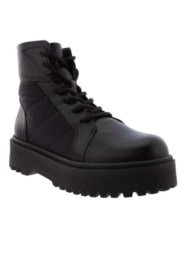 Gabriela - Bota Coturno Gabriela Plataforma Tratorada Tecido Preto Preto