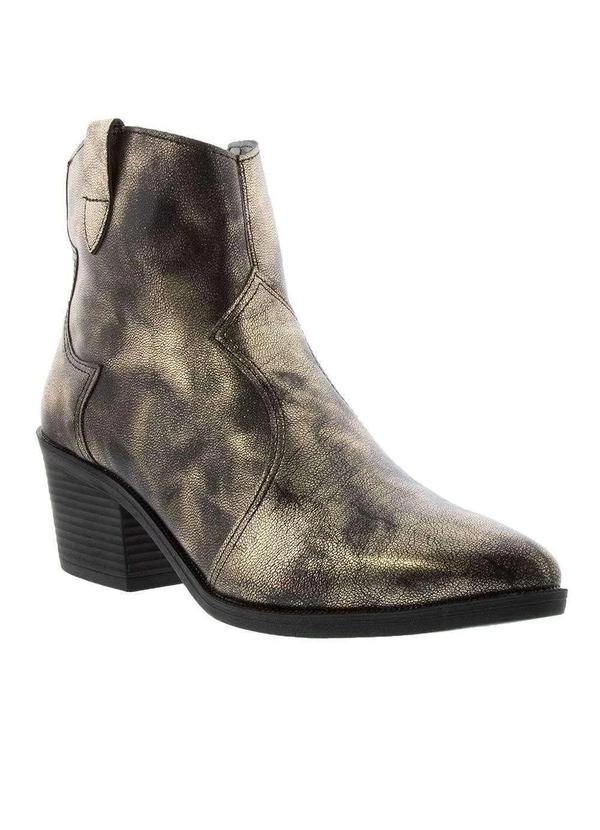 Gabriela - Bota Country Gabriela Salto Grosso Recorte Metalizada Dourada Ouro