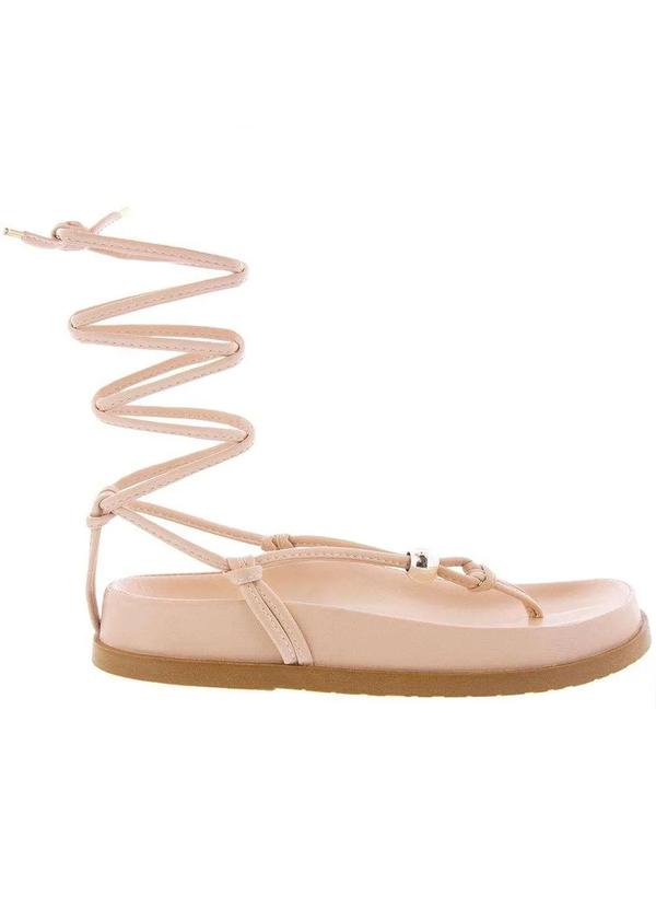 Gabriela - Sandália Gabriela Flatform Amarração Aplicação Nós Nude Rosa