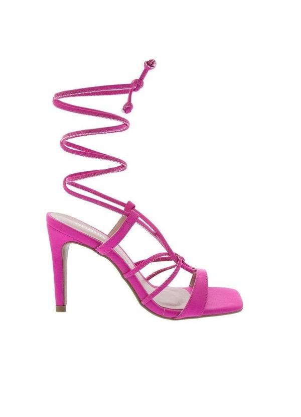 Gabriela - Sandália Gabriela Salto Fino Amarração Tiras Pespontos Pink Pink