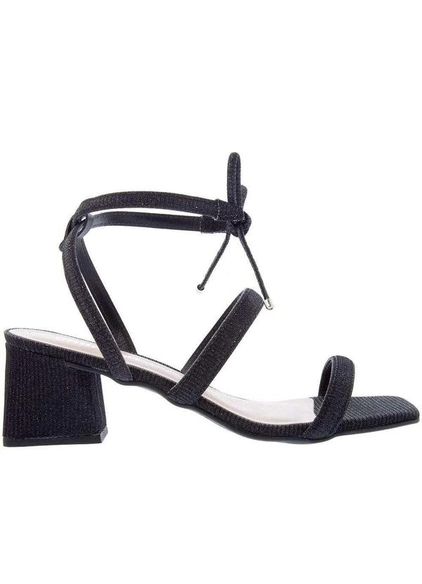 Gabriela - Sandália Gabriela Salto Geométrico Amarração Lurex Preto Preto