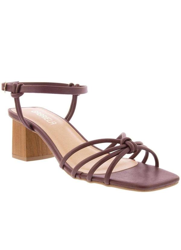 Gabriela - Sandália Gabriela Salto Geométrico Detalhe Nós Vinho Vinho