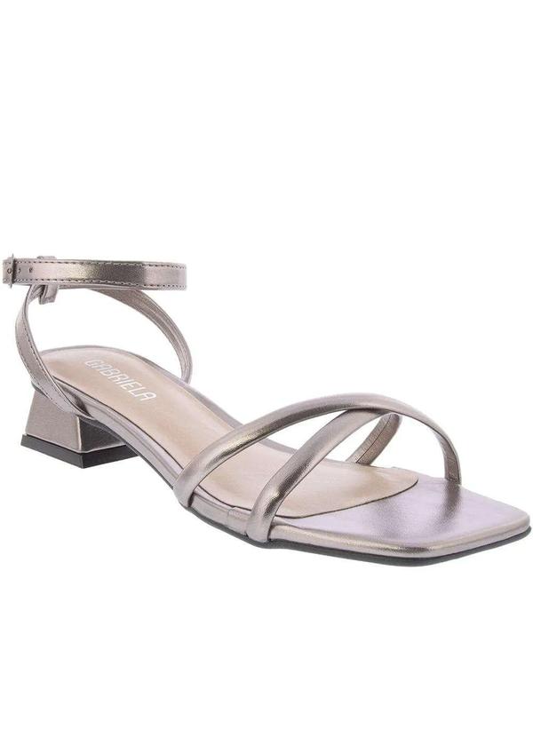 Gabriela - Sandália Gabriela Salto Geométrico Metalizada Prata Prata