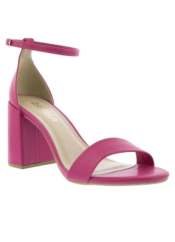 Gabriela - Sandália Gabriela Salto Grosso Detalhe Pespontos Pink Pink