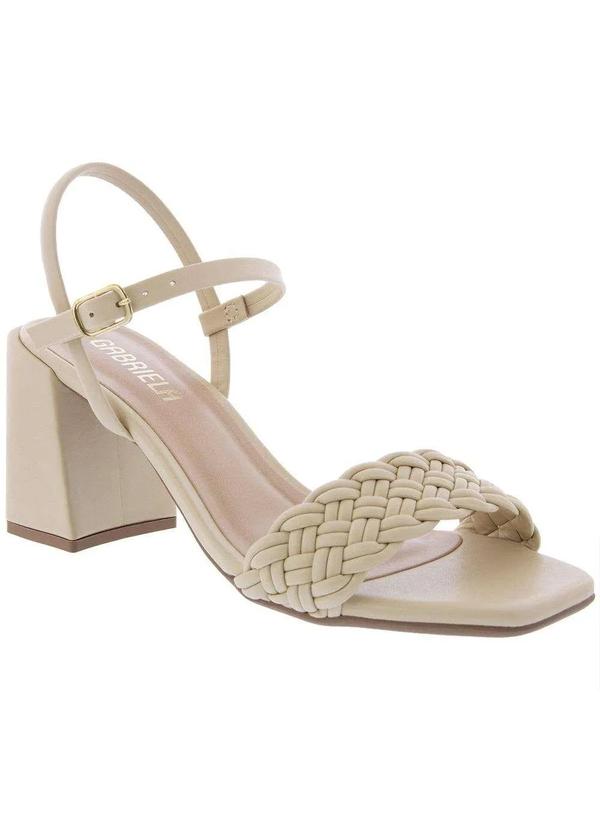 Gabriela - Sandália Gabriela Salto Grosso Detalhe Tressê Off White Off-White