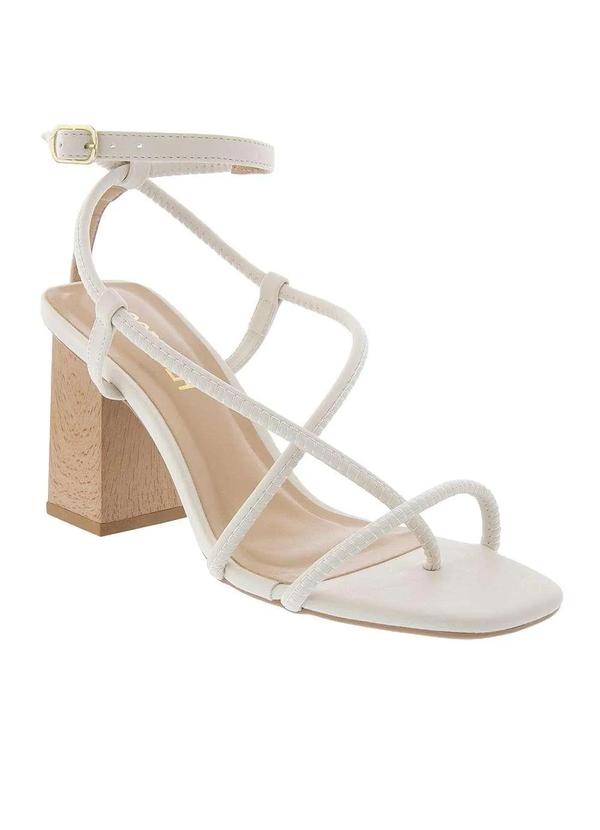 Gabriela - Sandália Gabriela Salto Grosso Tiras Pespontos Off White Off-White