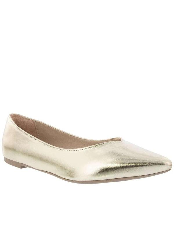 Gabriela - Sapatilha Gabriela Detalhe Decote Metalizada Dourada Ouro