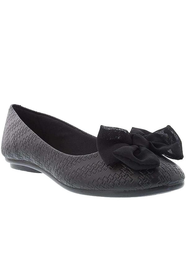 Moleca - Sapatilha Moleca Detalhe Laço Texturizado Preto Preto