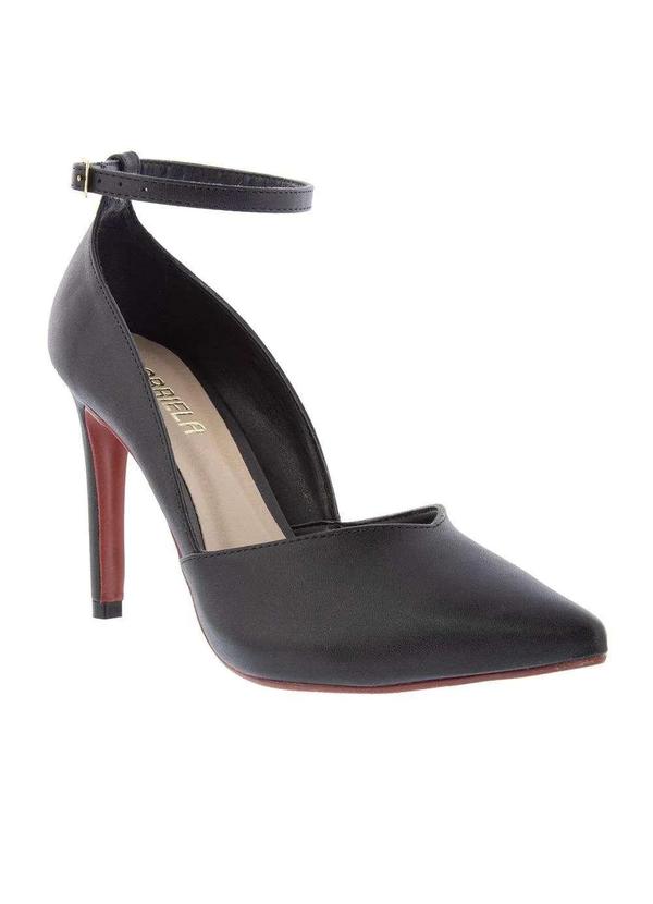 Gabriela - Scarpin Gabriela Salto Fino Pespontos Fivela Preto Preto