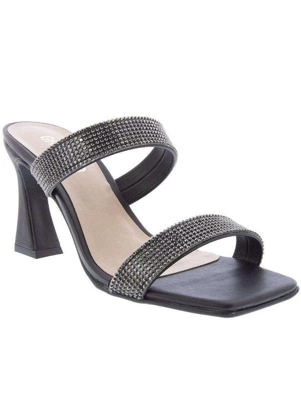 Gabriela - Tamanco Gabriela Salto Geométrico Strass Preto Preto