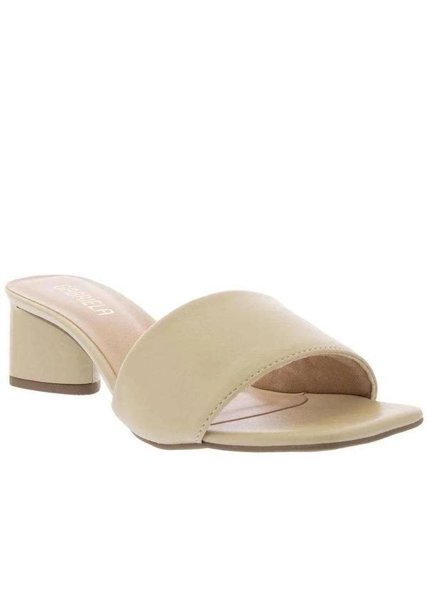 Gabriela - Tamanco Gabriela Salto Geométrico Tira Larga Off White Off-White