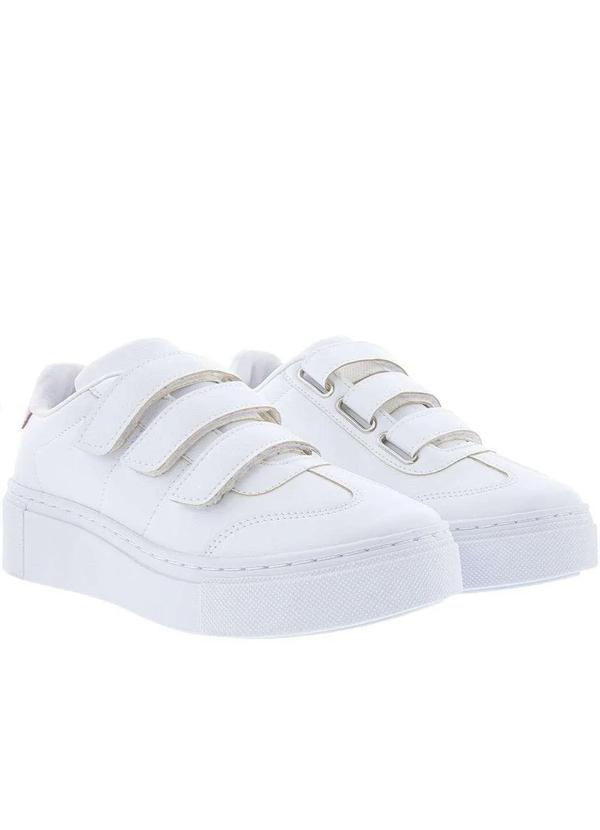 Gabriela - Tênis Gabriela Flatform Fecho Triplo Pespontos Branco Branco