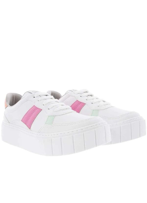Via Marte - Tênis Via Marte Flatform Casual Recortes Branco Colorido