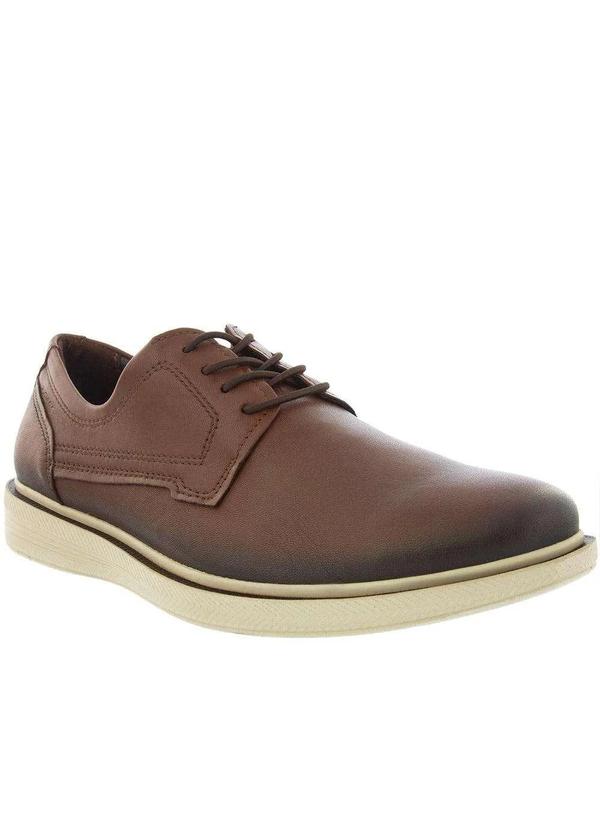 Pegada - Sapato Casual Pegada Mestiço Pespontos Couro Marrom Marrom