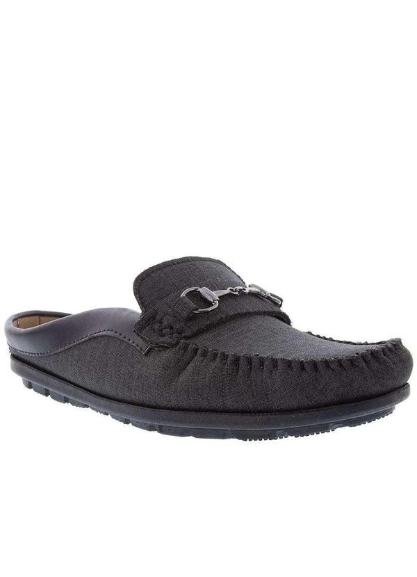 Woche - Mocassim Mule Woche Detalhe Fivela Tecido Preto Preto