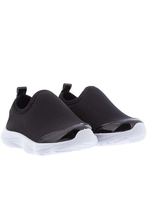 Gabrielinha - Tênis Gabrielinha Jogging Detalhe Recortes Verniz Tecido Preto Preto