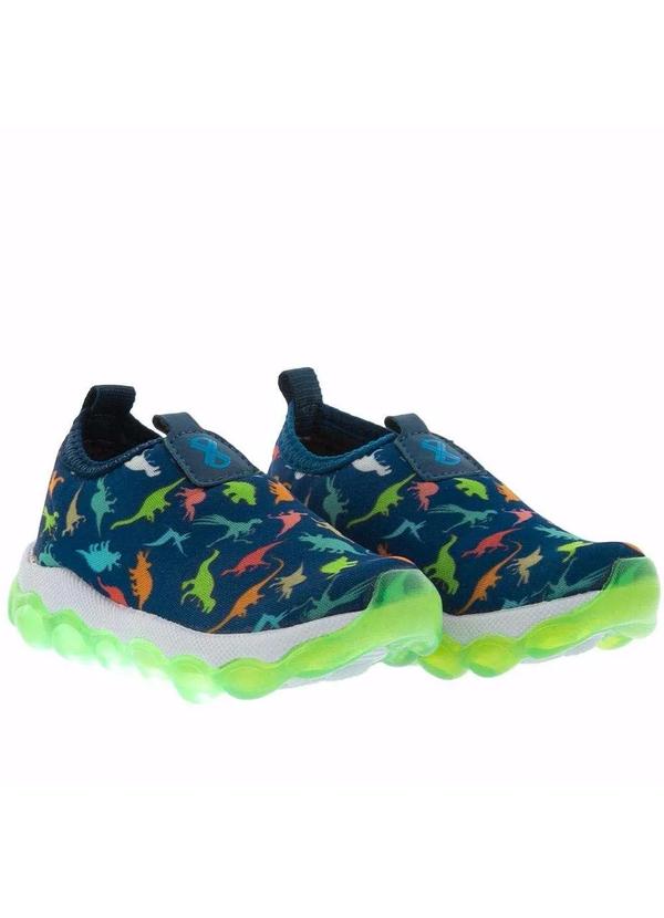 Cross Road Kids - Tênis Infantil Cross Road Dinossauros Tecido Led Color Marinho
