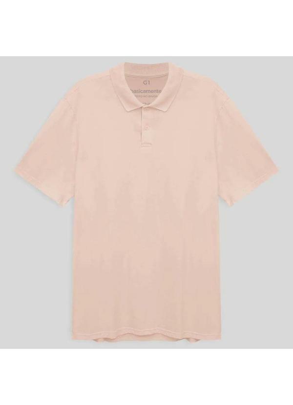 Basicamente - Camisa Polo Algodão Premium Plus Size Masculina Rosa Pastel