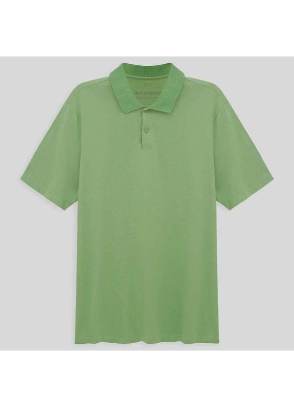 Basicamente - Camisa Polo Algodão Premium Plus Size Masculina Verde Jade