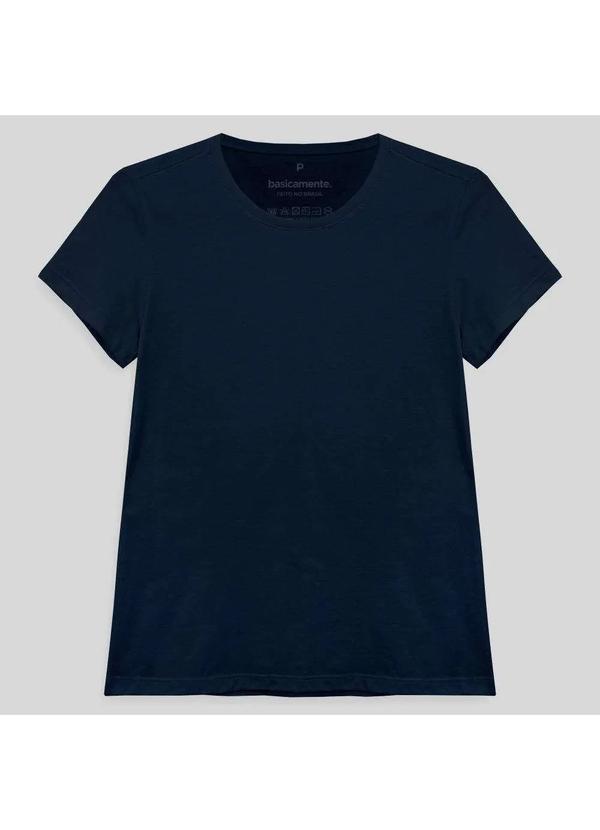 Basicamente - Camiseta Slim Feminina Azul Marinho 1