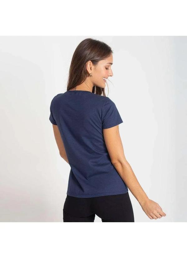 Basicamente - Camiseta Slim Feminina Azul Marinho 4