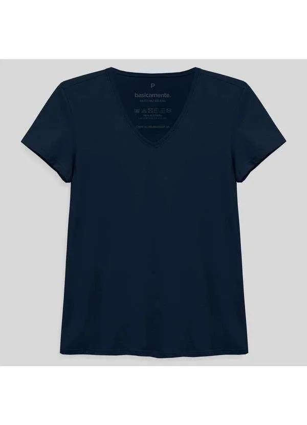 Basicamente - Kit de 3 Camisetas Gola C Plus Size Masculina Azul Marinho