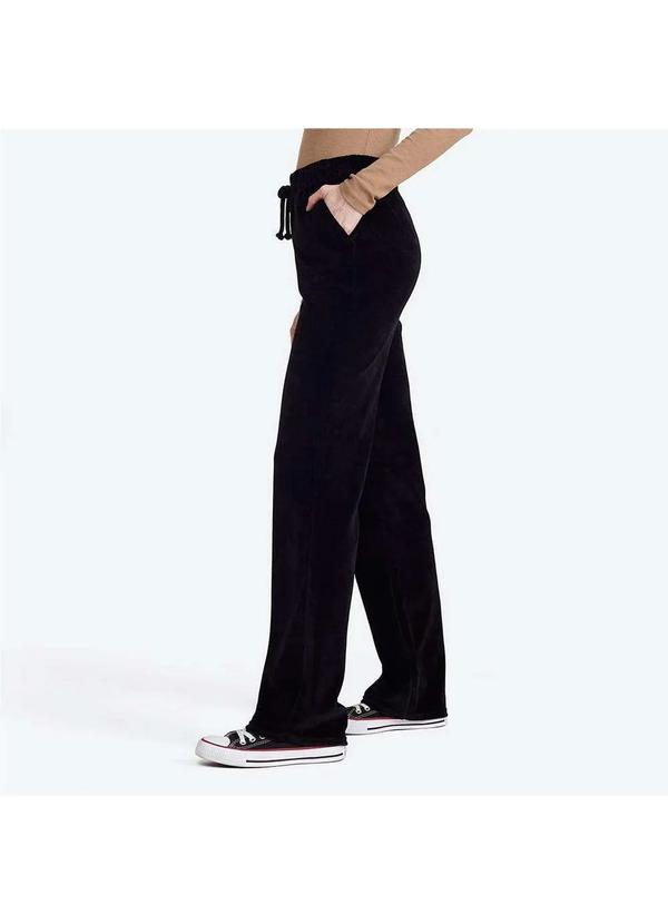 Basicamente - Calça Reta Plush Feminina Preto 2
