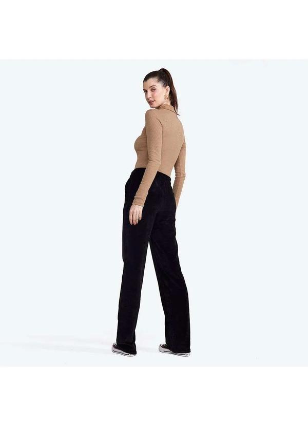 Basicamente - Calça Reta Plush Feminina Preto 3