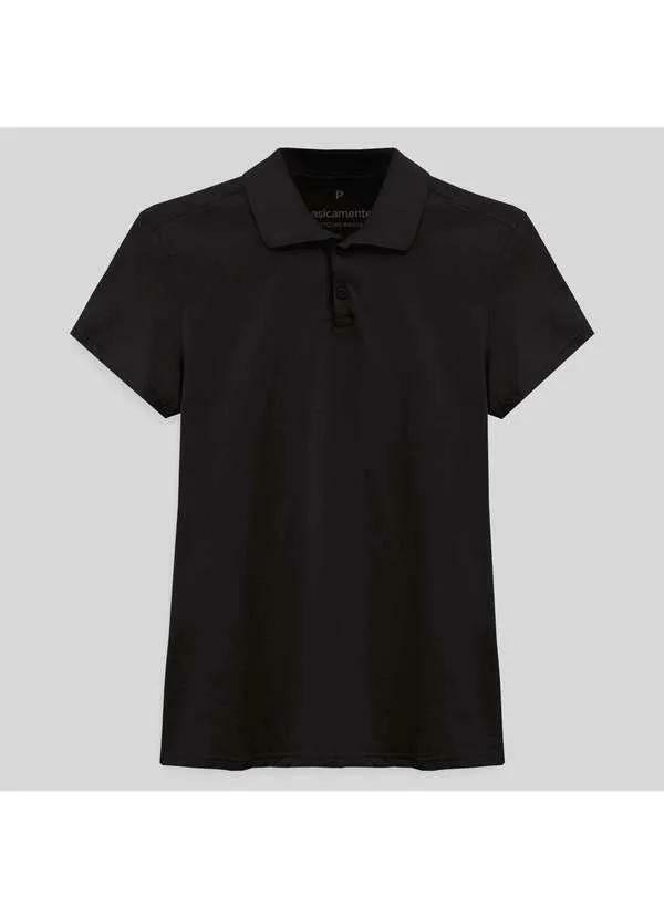 Basicamente - Camisa Polo Feminina Preto